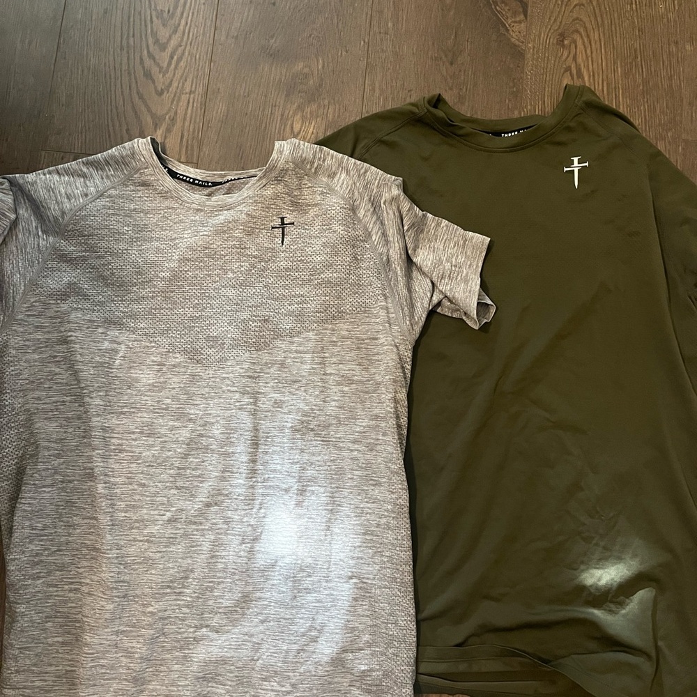 Men's Cross Emblem T-Shirt Set - Gray and Olive